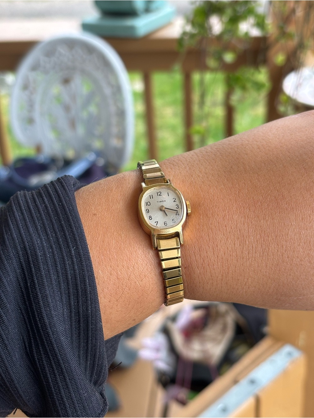 Vintage dainty gold tone timex ladies watch